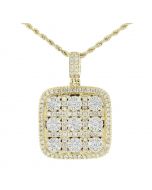 14k Yellow Gold Mens Pendant 3.00ctw Natural Diamonds Custom Made Square Bar Style
