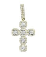 10K Gold Cross Charm Mens or Womens Pendant 1.40ctw Diamonds 1.65 Inch Tall