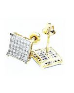0.2ct Diamond 10K White Gold Princess Cut Style Earrings Screw Back 8mm Wide