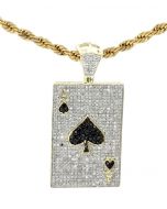10K Gold Diamond Pendant 1 3/8ctw 10K Ace of Spades Poker Card Diamond Pendant Mens 