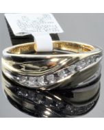 Wedding Band Mens Ring 0.12ct Diamonds 10K Gold Comfort fit 8mm Two Tone Gold
