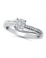 10K White Gold Diamond Promise Ring Engagement Ring for Her 1/5ctw (i2/i3, I/j) 