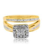 0.5ctw Diamond Bridal Wedding Ring Set in 10K Yellow Gold 8mm Wide