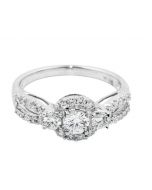 1ct Diamond Bridal Engagement Ring 14K White Gold Split Shoulder 5mm Wide