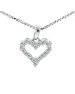 White Gold Beautiful Heart Charm Pendannt 14K With 0.25ctw Diamonds