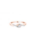 14K Rose Gold Engagement Ring Infinity Style Round solitaire Center 1/6th ctw Natural Diamonds