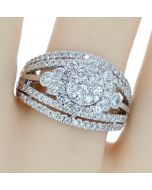 1.20 ctw Diamond Engagement Ring Bridal Ring 14K White Gold Womens 5 Band Style Wide Ring