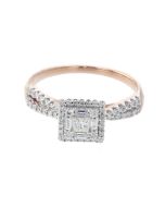 14K Rose Gold Engagement Ring With Baguette and Round Diamonds With 0.50ctw Diamonds