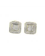 10K Yellow Gold Square Earrings For Men or Women With 0.25tw Round Diamonds