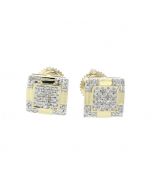 10K Yellow Gold Beautiful Earring For Men and Women With 1/6ctw Round Diamonds