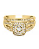 14K Gold Bridal Set Wedding Ring Set for Her 0.40ctw Diamonds Halo and Split Sides