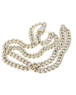 14K Gold Miami Link Chain 26" Long 10.00ctw Round Diamonds 8.5mm 106.6gms