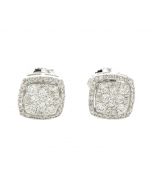 10K White Gold Square Earrings with VS Diamonds