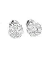 10K White Gold 9mm Round Shapped Earrings 1.5 Ctw Diamond 
