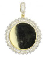 10K Gold Round Pendant Baguette Diamonds 3.85 Ctw