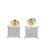 10K Gold Square Flat Shaped Earrings 0.34Ctw Diamond
