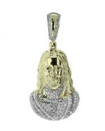 10K Yellow Gold Jesus Head Pendant 0.5ctw Diamond