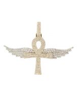 10K Gold Mens 3.87 Diamond Cross W/ Angel Wings Pendant