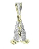 10K Gold Praying Hands 0.75Ctw Diamond Pendant
