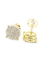 Diamond Stud Earrings 0.25ctw Sterling Silver Gold Plated 8mm Wide Screw back