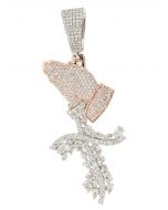 10K Rose Gold 2.61 Ctw Diamond Praying Hands Pendant