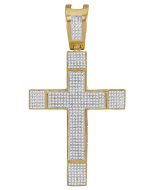 10kt Yellow Gold Mens Diamond Roman Cross Charm Pendant 1-3/8 Cttw 