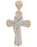 10kt Yellow Gold Mens Diamond Bound Cross Charm Pendant 1-1/6 Cttw 