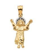 Two Tone Divino Nino (Infant Jesus) Pendant 14K Yellow/White Gold 21.75 X 15.75 Mm Two Tone Divino Nino Pendant