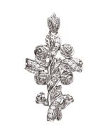 Floral Style Diamond Cross Pendant 14K White Gold .14 Ct Tw Floral Style Diamond Cross Pendant