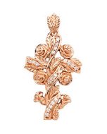 Floral Style Diamond Cross Pendant 14K Rose Gold .14 Ct Tw
