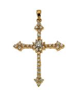 Cross Pendant W/Diamond 14K Yellow Gold 40.00X28.00 Mm