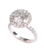 14k White Gold 4.4ctw VS G Round Brilliant Cut Halo IGI Certified Lab Created Diamond Engagement Ring