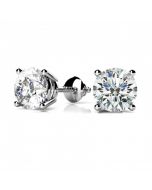 Diamond Earrings 1.00ctw 14k White Gold Diamond Studs Screw Back 4-Prong Basket Setting