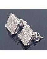 0.31ct Diamond Stud Earrings 10k White Gold Cushion Shape 10mm Wide Mens Or Womens Screw Back Earrings