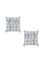 1ctw Diamond Earrings Princess Cut 10K White Gold 9mm Wide Invisible Set