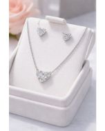 3Ctw Lab Grown Diamonds Heart Necklace and Earrings Set 18" 2CT VS IGI Diamond