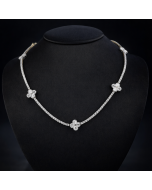 1.5 Carat Natural Diamonds 10k Yellow and White Gold Flower Tennis Necklace 17"