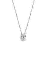 14K White Gold 2.05CT Lab Diamond Oval Necklace VS1 Pendant - IGI Certified