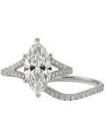 14K White Gold 3.6CTW Marquise Lab Grown Split Shank Ring Set VS1 D 3 CT IGI
