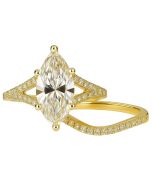 14K Yellow Gold 3.6CTW Marquise Lab Grown Split Shank Ring Set VS1 D 3 CT IGI