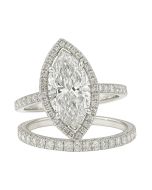 14K White Gold - 2.80ct Total - 2.08ct D VS1 Marquise Lab Grown Center (IGI Certified)