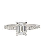 14K White Gold Emerald Cut Lab Diamond Engagement Ring – 1.01ct D/VVS, Hidden Halo