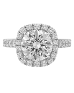14K White Gold Halo Engagement Ring with 2.0CT Round Center Natural Diamond and 1.5CTW Accent Diamonds – VS2, IGI Certified
