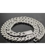 10K White Gold Baguette Cuban Chain 22" 30ctw Diamond