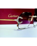 Men's Cartier Diamond Cut Gradient Big C Decor Glasses New with 3.2 carats Natural VS diamonds