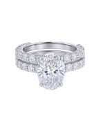 14K White Gold Oval Shape Engagement Ring with band – 3.93 CT IGI Certified Lab Diamond Center with 3.93 CT Accent Stones