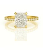 14KT White Gold Radiant 3.01 carat Lab Diamond Ring with 0.50 Accent Stones