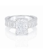 14KT IGI Certified White Gold 6.00 CTW Radiant with 3.93CT Lab Diamond Ring - 2.07 Accent Stones. 