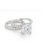 14KT IGI Certified White Gold Round shaped 5.01Ct Lab Diamond with 3.10 Accent Stones- Duo Set. 