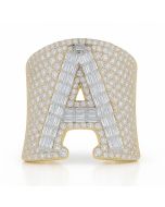 10KT White Gold Men's Diamond Ring – Letter "A" – 5.60 CTW – 15.06g – 25.46mm Wide